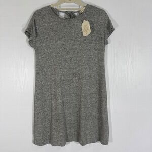 Altar'd State Women's Heather Gray Knit Tie Back Short‎ Sleeve Casual Dress